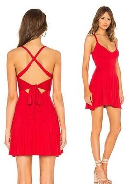 Lovers + Friends Red Cross-Back Tie Ken Mini Dress Size M
